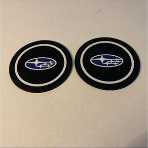 Subaru Car Cup Coasters in Black Set of 2 NWT